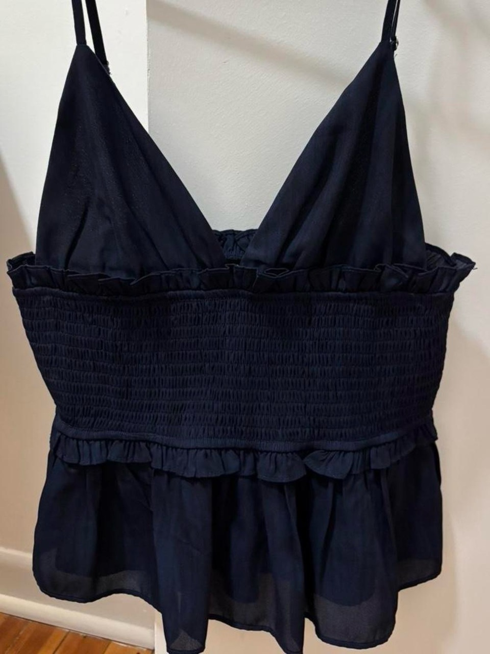 REVOLVE Navy Smocked Ruffle Tank Top